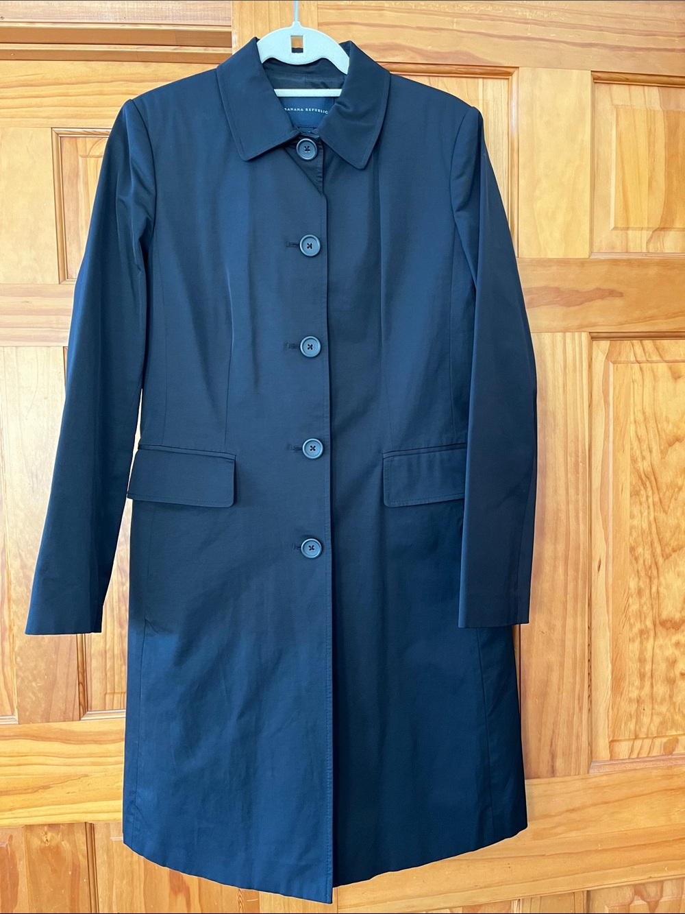 Banana Republic Women's Black Rain/Trench Coat